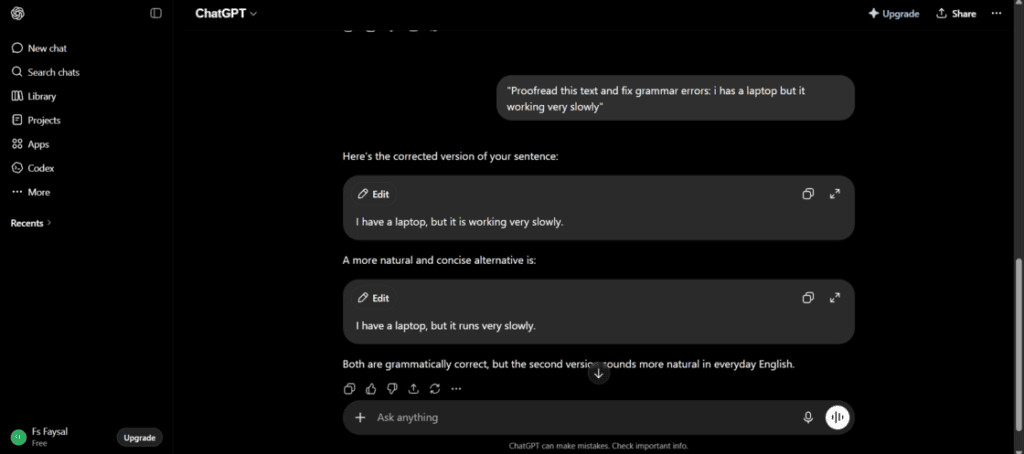 Using ChatGPT for grammar correction and proofreading to replace Chrome extensions.