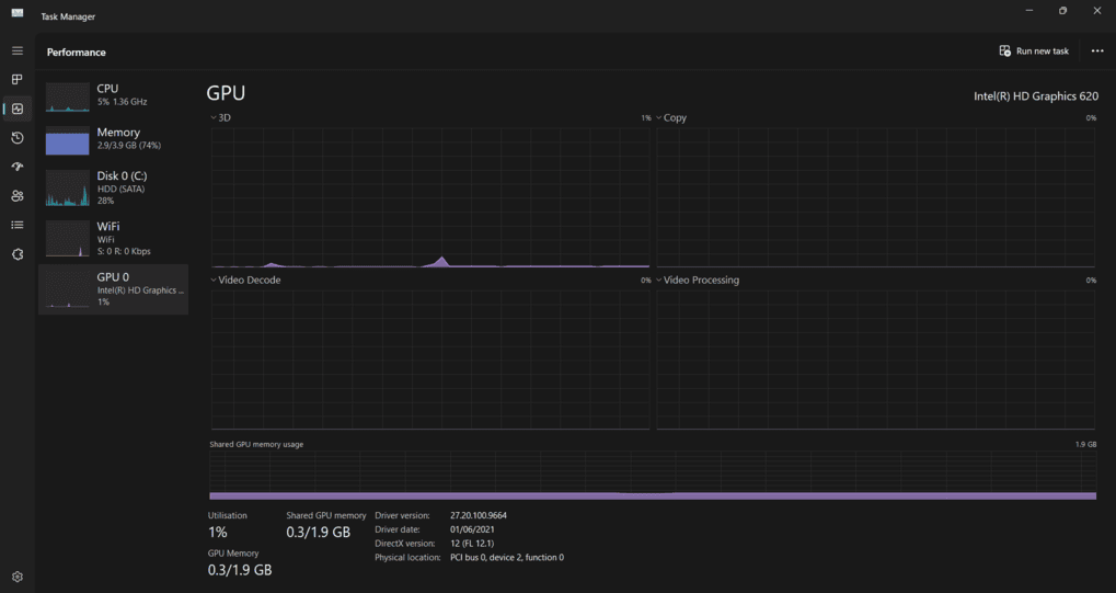 Monitoring GPU and hardware performance in Windows Task Manager to debug why Windows PCs crash randomly.